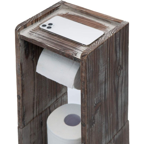 Over The Toilet Storage Shelf Rustic Wood Toilet Paper Holder Tissue Bathroom Shelf Supplier