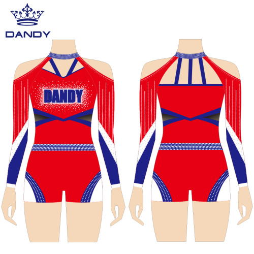 2020 modedesign mesh långärmade cheerleading uniformer