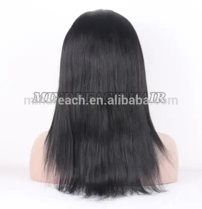 Natural color straight human hair silk top wig
