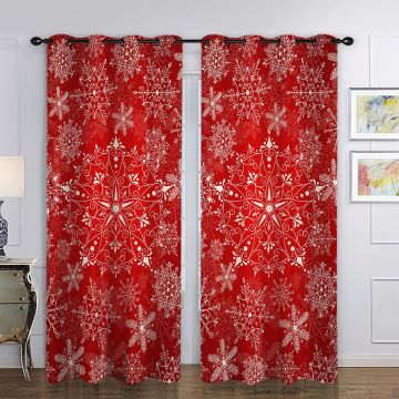 Snow Print Christmas Curtains: Enhancing Your Living Room and Bedroom with Thermal Insulated Blackout curtains