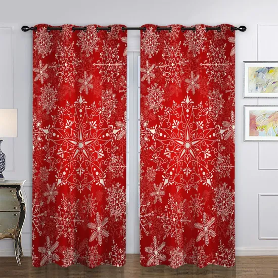 Snow Print Christmas Curtains: Enhancing Your Living Room and Bedroom with Thermal Insulated Blackout curtains
