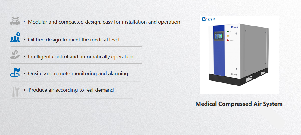 ဆေးရုံအသုံးပြုရန်အတွက် Smart Touch Screen Medical Air Compressor