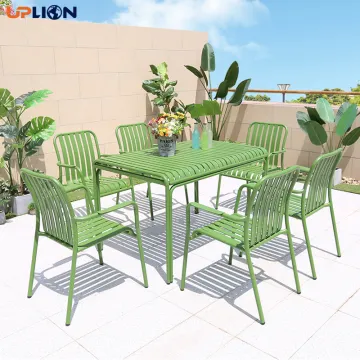Uplion Outdoor Bar Coffee Shop Aluminum Dining Table and Chair