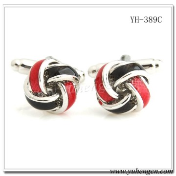 YH-389C Mens Classic Transparent Red Enamel Knot Cufflinks