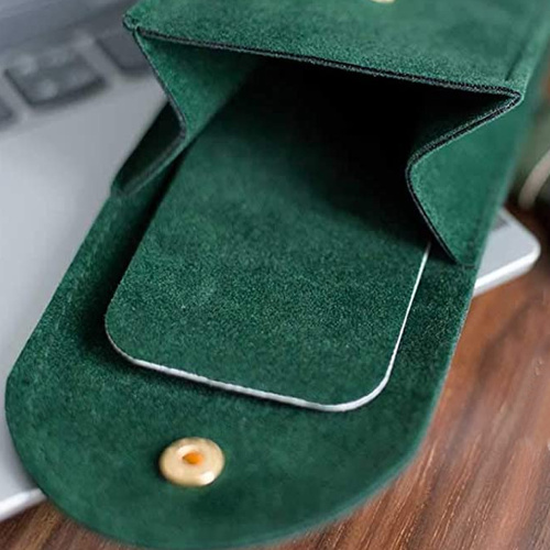 Suede Envelope Flap Velvet watch Bag With Button