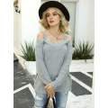 Women Waffle Knit Long Sleeve Sweater