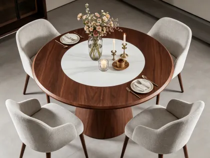 Luxury Marble Dining Table Featuring Rotating Center