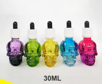 30ml e-liquid bottles 30ml 50ml glass dropper bottles skull shape empty ejuice bottle with childproof cap