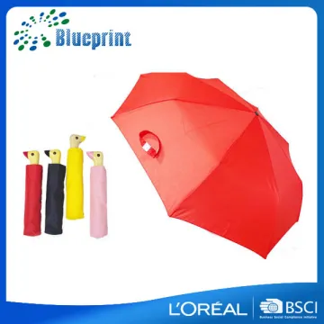 Bright rain repellent fabric light folding colorful duck handle umbrella