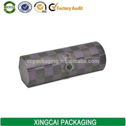 black leather triangle metal spectacle case box