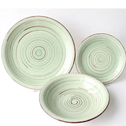 Living Art 12PCS Handmade Stoneware Dinnerware Sets