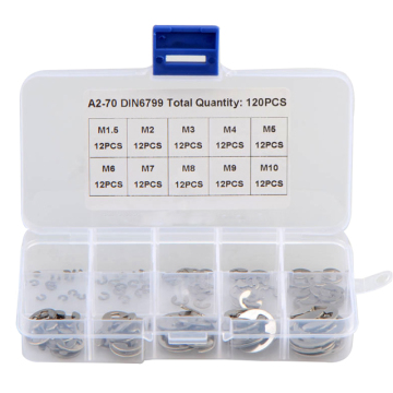 120pcs M1.5-M10 Khusus Stainless Steel 304 E-Shape Clasp Opening Ring Combination Set: Pengencang berkualitas tinggi untuk berbagai aplikasi