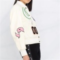 White Letter Embroidered Baseball Jacket Custom