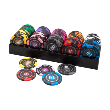 aangepaste logo sticker klei poker chips set