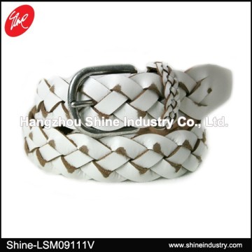 Wholesale Ladies White PU Braided Belt