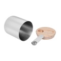 Bamboo Lid Kitchen Storage Canister With Spoon