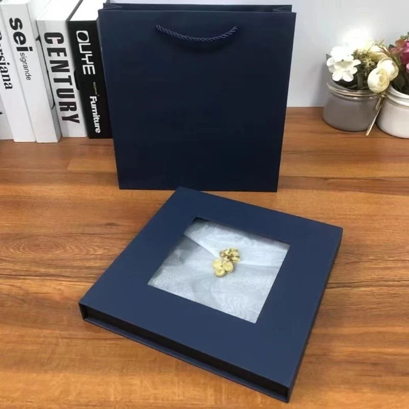 Nuevo diseño Rigido Cardboard Pape Pit bajo ropa Caja de envasado de regalo de alta transparencia Ventana abierta de mitad de etotoño Caja vacía Box de flores cuadradas Rouquet redondo