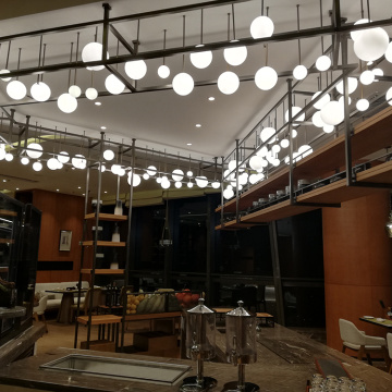 Hotel lobby white ball glass led chandelier lights