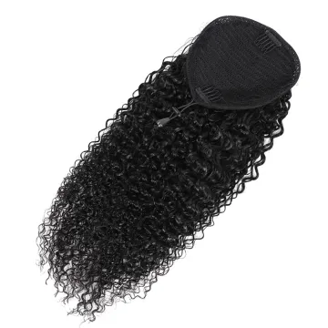 Afro Kinky Curly Drawstring Ponytail Human Hair Extensions Hairpieces for Black Women Raw Virgin Wrap Around Ponytail Human Hair