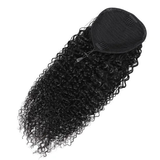 Curly Ponytail Hair Extensions 100% Virgin Brazilian Hair Natural Color Straight Wrap Around Ponytail Human Hair