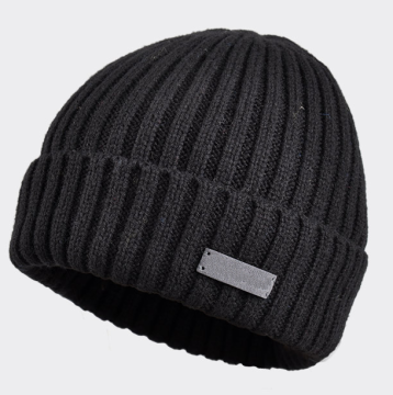 Custom Merino Wool and Leather Patch Winter Beanies