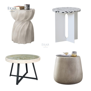 Nordic Wabi-Sabi Round Stone Coffee Table for High Fashion Living Room Furniture