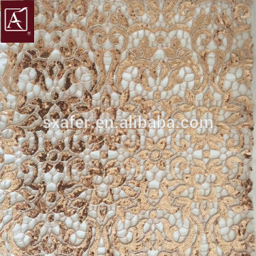 2016 pink flower sequins embroidery fabric with best prices