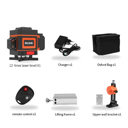 Professional 4D Auto Rotary Construction Nivel Laser Level with 12 Lines, 3D Lazer, Green Beam, and 16 Line 360 Degree Self-Leveling System