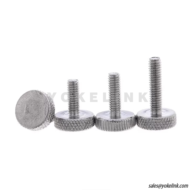 M3 M4 M5 M6 M8 M10 GB835 DIN653 Černá ocel vroubkovaná plochá hlava ruční utahovací šroub