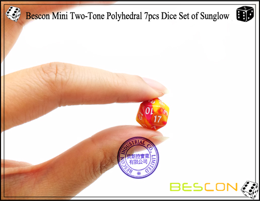 Bescon Mini Two-Tone Polyhedral 7pcs Dice Set of Sunglow-7