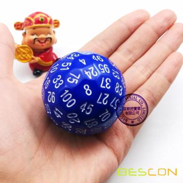 Bescon Polyhedral Dice 100 Sides Würfel, D100 sterben, 100 Sided Cube, D100 Game Dice, 100-Sided Cube von Blue Color