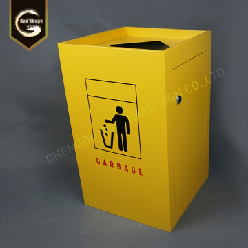 Yellow Metal Trash Can Wastebins