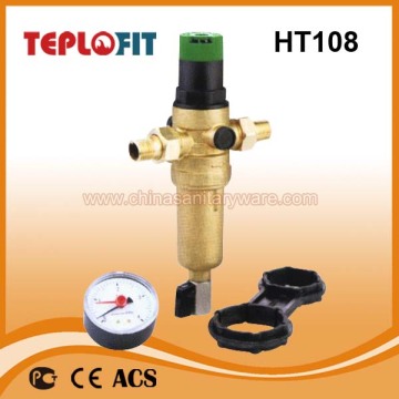 brass water filter with manometer for hot water