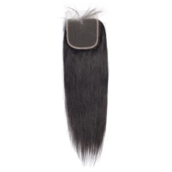 4X4  Closure 100% Virgin Raw Indian Unprocessed Human Hair Swiss Transparent Lace Closure