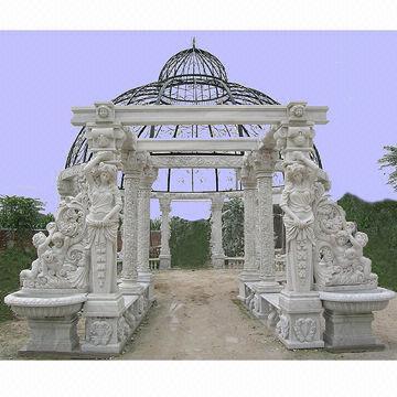 Decorative Natural White Marble Roman Gazebo, OEM Orders are Welcome