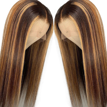 Usexy Popular Star Human Wig Wholesale Raw Indian Hair Straight Highlight Honey Blonde Lace Frontal Wig For Women