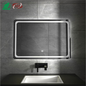 Modern Rectangle Frameless LED Bathroom Wall-Mounted Mirror 70*50 with Three Color Lights - 1 Year Warranty