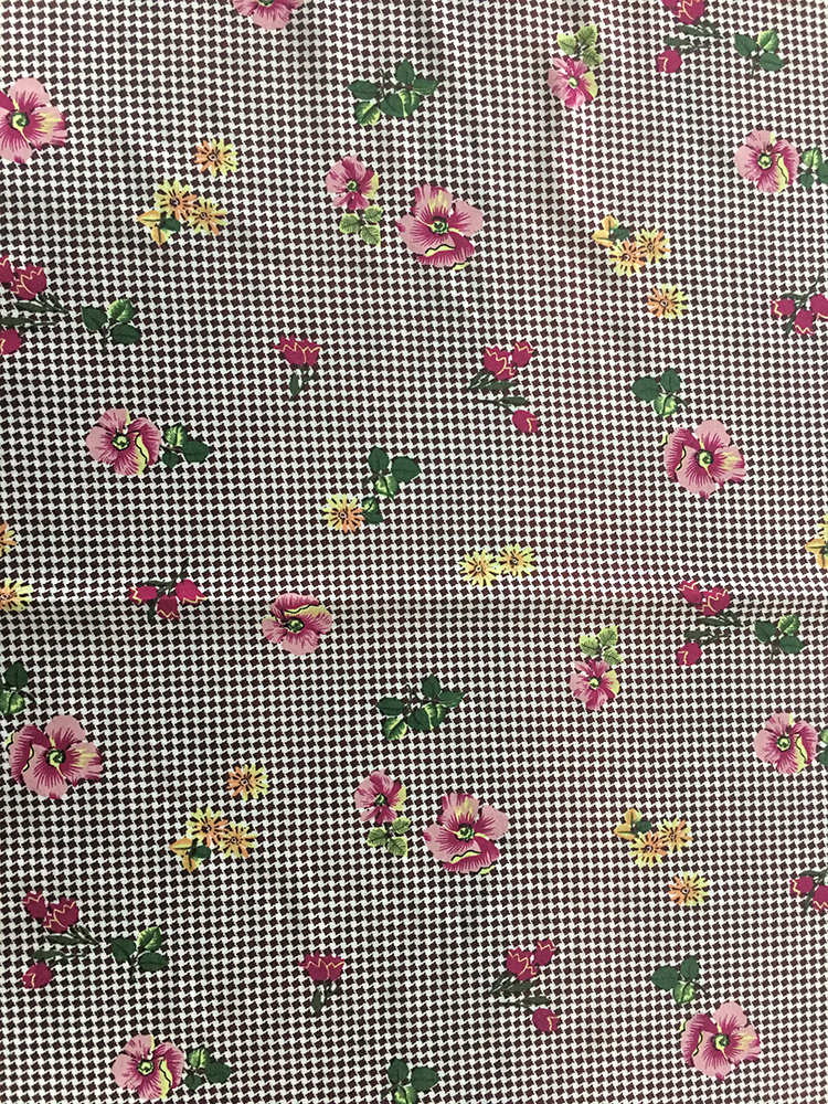 Check Flower Rayon Poplin shuttle 45S Printing Fabric