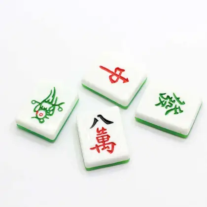 100Pcs Resin Flatback Mahjong Tiles For Crafting Miniature Chinese Mahjong Resin Cabochons DIY Scrapbooking Craft Accessories