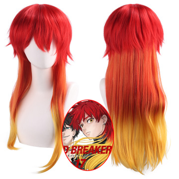65cm Red Gradient Yellow Takiishi Chika Cosplay Wigs for Men - Wind Breaker