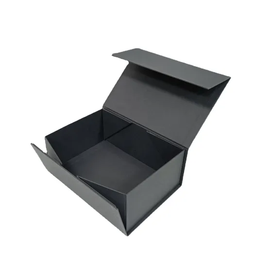 Luxury Magnetic Foldable Black Cardboard Gift Boxes Packaging