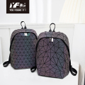 PU Backpacks serba boleh gaya keren wanita ransel rhomb geometri praktikal dan mudah fesyen