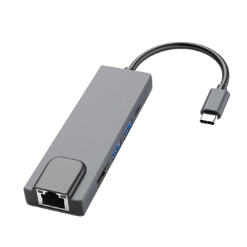 محاور USB 5 في 1 مع HDMI RJ45 PD