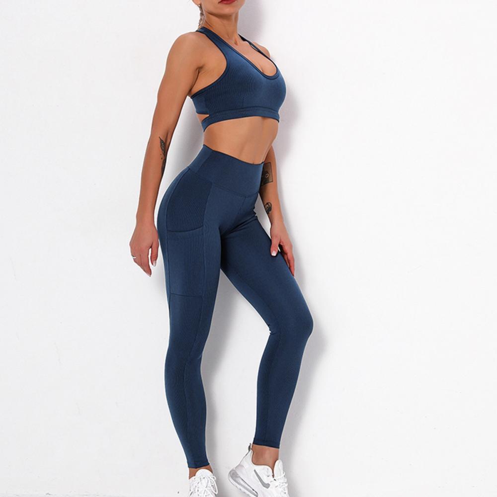 Hot Selling Seamless 2 Piece Set Ribbed Yoga Wear Women High Stretch  Workout Leggings with Sexy Push up Sports Bra Gym Outfits - China Women's  Activewear and Activewear Sets price