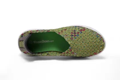 Women Green Lightweight And Airy Woven Elastic Slip-ons