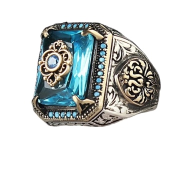 Wholesale Stylish Retro Green Zircon Gemstone Punk Signet Ring