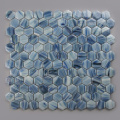 HEXAGON Shape Glass Art Round Edge Blues Mosaico