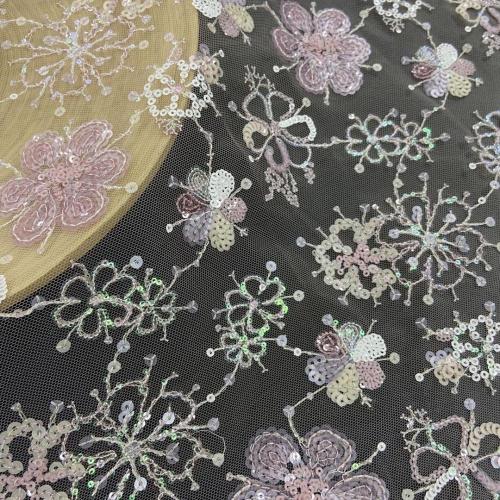 Pink-series Inflorescence Sequin Embrodiery Farbic