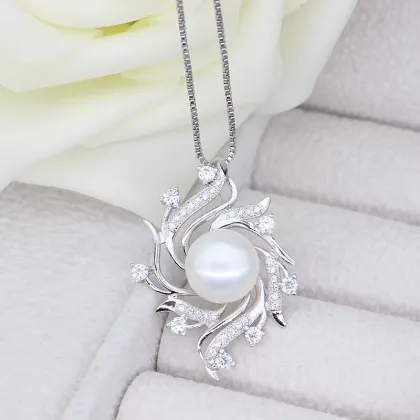 Fashion Designs Plating Silver Pearl Cage Pendant Necklace