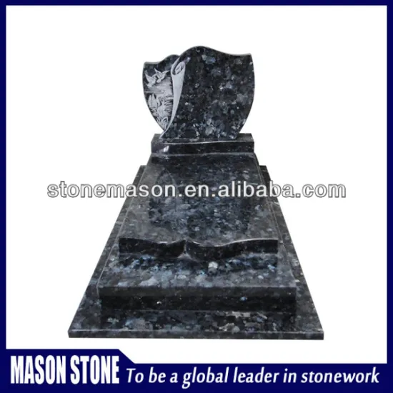 Exquisite engraving bird blue granite tombstone